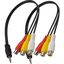 Navidata 3 Rca Aux 3.5 mm 4 Boğum Aux- 3rca 3.5mm Stereo 30 cm Dişi Kablo