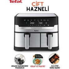 Tefal Çift Hazneli Yüksek Kaliteli Yağsız Fritöz, 8 Otomatik Program, Izgara Modu, Kolay Temizlik, Ekstra Çıtır Teknolojisi, Onerous Mutfak Tartısı Hediye