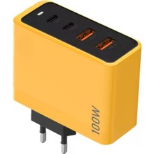 Hiqonic 2 Type - C + 2 USB Giriş Şarj Adaptörü 100W   Hızlı Şarz Apple iPhone Xiaomi Huawei Samsung Oppo Uyumlu