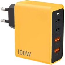 Hiqonic 2 Type - C + 2 USB Giriş Şarj Adaptörü 100W   Hızlı Şarz Apple iPhone Xiaomi Huawei Samsung Oppo Uyumlu