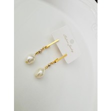 Devi Fashion Çelik Incili Trend Küpe 5 cm