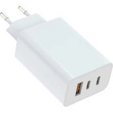 2 Type - C + USB Giriş Şarj Adaptörü 65W   Hızlı Şarz Iphone Xiaomi Huawei Samsung Oppo Uyumlu