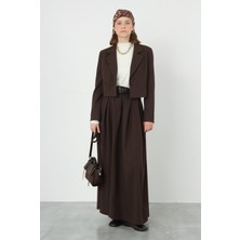 Crop Blazer Ceket Acı Kahve