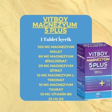 Vitboy Magnezyum 5 Plus 60 Tablet 200 mg Malat-Bisglisinat-Sitrat-L-Treonat-Taurat-B6-D3