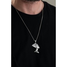 TMT Silver Antik Mısır Kleopatra Nefertiti Büyük Boy Gümüş Kolye