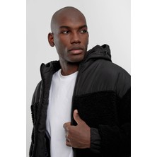 Nomarc Siyah Paraşüt Detaylı Peluş Ceket