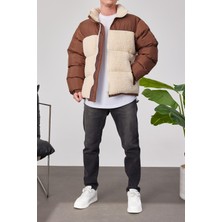 Nomarc Krem Peluş Detaylı Kahverengi Mont