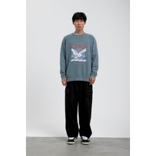 Nomarc Mavi Kartal Baskılı Sweatshirt