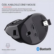 Bluetooth+2.4g Kablosuz Dikey Ergonomik Şarj Edilebilir Sessiz Mouse