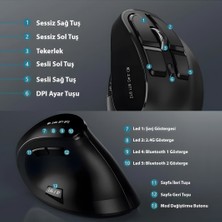 Bluetooth+2.4g Kablosuz Dikey Ergonomik Şarj Edilebilir Sessiz Mouse