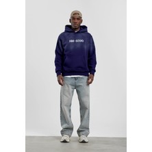 Nomarc Lacivert NM-6090 Baskılı Kapüşonlu Sweatshirt