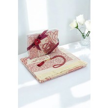 İhvan Online Gelin Damat Bohçasına Uygun Hediyelik Kutulu Inci Tesbihli Çeyizlik Seccade Seti Kırmızı