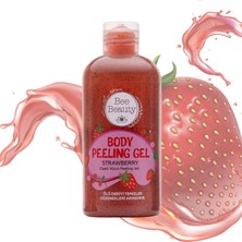 Bee Beauty Çilekli Vücut Peeling Jeli 250 ml -Çilekli Vücut Yoğurdu 250 ml 2li Set