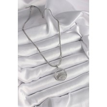 Pilelistore 316L Çelik Gümüş Renk Italyan Zincir Zirkon Taşlı Göz Model Kadın Kolye - TJ-BKO9592