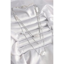 Pilelistore Pirinç Gümüş Renk Ezme Inci Model Çoklu Kadın Kolye - TJ-BKO9620