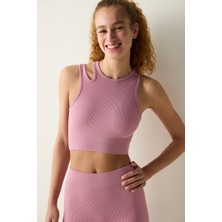 Pembe Dikişsiz Seamless Asimetrik Üst