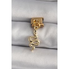 Pileli Store 316L Çelik Gold Renk Sallantı Yılan Model Nomination Charm - TJ-BC1199