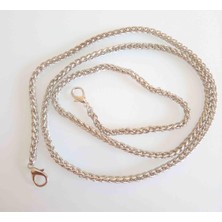 Çanta Aksesuar Gümüş Renk Örgü Model Çanta Zinciri (120 cm )