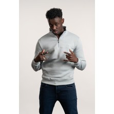 Fbı Fermuarlı Dik Yaka 3 Iplik Içi Şardonlu Slimfit Sweatshirt