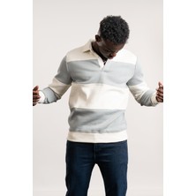 Fbı Polo Yaka Kalın Çizgili 3 Iplik Içi Şardonlu Slimfit Sweatshirt