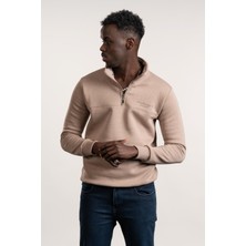 Fbı Fermuarlı Dik Yaka 3 Iplik Içi Şardonlu Slimfit Sweatshirt
