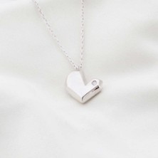 Necati Gün Pırlanta Taş Kalp 0.02 Ct Rodyum Micron Kaplama Gümüş Kolye