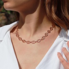 Necati Gün Trend Düğme Modeli Zirkon Taşlı Rose Gold Kaplama Gümüş Kolye