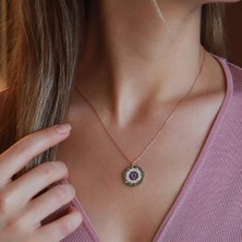 Necati Gün Renkli Zirkon Taşlı Yıldız Rose Gold Kaplama Gümüş Kolye