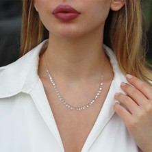 Necati Gün Rose Gold Kaplama Sıra Zirkon Taş Gümüş Kolye