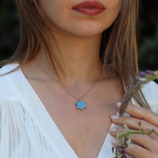 Necati Gün Çift Taraflı Mine Işli Allah Yazılı Rose Gold Kaplama Gümüş Kolye