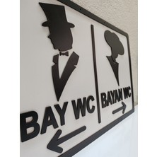 Pleksibu Bay Bayan Wc Yönlendirme Levhası Beyaz Mdf Üzeri Siyah Mdf