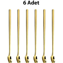 6 Adet 304 Çelik 17 cm Gold Uzun Kahve ve Smoothie Karıştırma Kaşığı CIN579SR-6