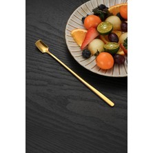 6 Adet 304 Çelik 17 cm Gold Uzun Kahve ve Smoothie Karıştırma Kaşığı CIN579SR-6