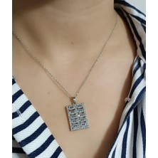 Çelik Kararma Yapmaz Baget Taşlı Silver Kolye