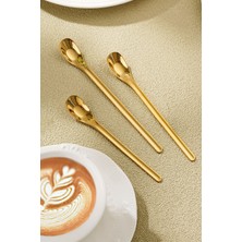 304 Çelik 15,5 cm Gold Kahve Latte Meyvesuyu Kokteyl Barmen Kaşığı CIN942SR