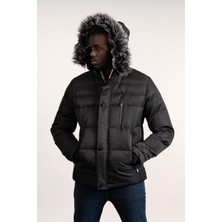 Kürklü Kapşonlu (Kürk ve Kapşon Çıkartılabilir) Içi Polarlı Slimfit Kısa Mont