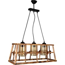 Hak Dekor Ahsen 3lü Ahşap Avize