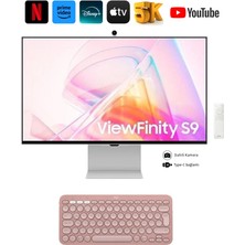 Samsung Mükemmel Kalite 5K(5120 x 2880)PIXEL Çözünürlük, Kameralı Akıllı Monitör 27"inç 68 cm Ekran (Mini-Dp) Premium Slim Tasarım-Bluetooth ,akıllı Tv Uyguları Tv-Monitör Logitech Bluetooth Klavye