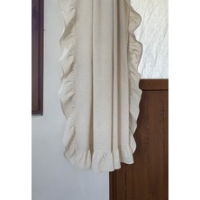 Pamuk İdea Kenarları Fırfırlı  Pamuklu Vintage Natural Buldan Keten Perde - Tek Kanat - En  x  Boy