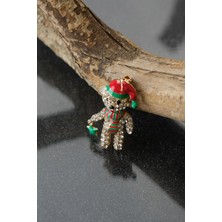 Çildan Womens Yılbaşı Koleksiyonu Yılbaşı Kostümlü Taşlı Ayıcık Figür Broş