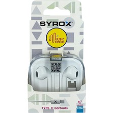 Syrox K20 Earbuds 1.20MT Type-C Kablolu Mikrofonlu Kulakiçi Kulaklık - Beyaz