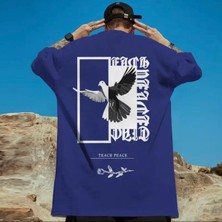 Amor Man Büyük Beden Özel Tasarım Teach Peace Sırt Baskılı Oversize Battal Erkek T-Shırt