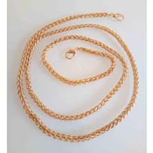 Çanta Aksesuar Light Gold Renk Örgü Model Çanta Zinciri (120 Cm)
