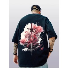Amor Man Büyük Beden  Özel Tasarım Samuray Kılıcı Sırt Baskılı Oversize Battal Erkek T-Shırt