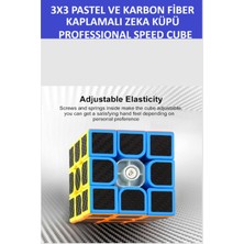 2 Adet 3x3 Zeka Sabır Küpü Karbon Fiber ve Pastel Renkli Profesyonel Speed Cube