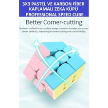 2 Adet 3x3 Zeka Sabır Küpü Karbon Fiber ve Pastel Renkli Profesyonel Speed Cube