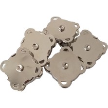 Çanta Aksesuar Örgü Çantaya Dikmeli Mıknatıs Gümüş Renk 5li Paket