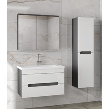 Alfa Banyo Alpi (80+35) 115 cm Mdf Boy Dolaplı Lavabolu Banyo Dolabı Seti--Hazır Kurulu--