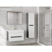Alfa Banyo Alpi (80+35) 115 cm Mdf Boy Dolaplı Lavabolu Banyo Dolabı Seti--Hazır Kurulu--