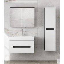 Alfa Banyo Alpi (80+35) 115 cm Mdf Boy Dolaplı Lavabolu Banyo Dolabı Seti--Hazır Kurulu--